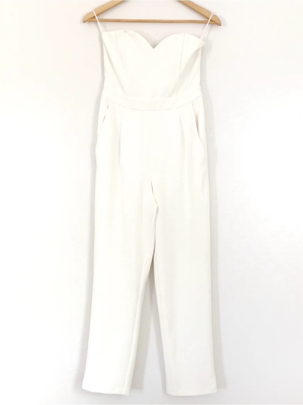 Express White with Straps Sweetheart Jumpsuit